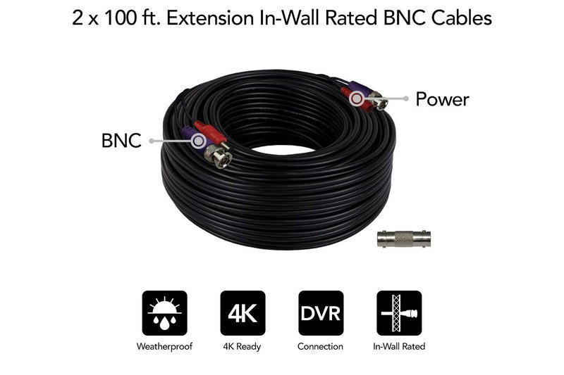 Night Owl 100 ft. in-Wall Rated Video/Power Camera Extension Cable with Extension Adapter (2-Pack) - Image 5
